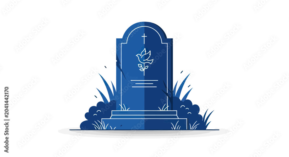 Naklejka premium Blue tombstone with decorative design elements.