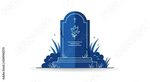 Canvastavla Blue tombstone with decorative design elements.
