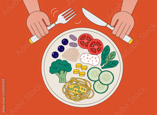 Healthy Eating Balanced Diet Nutrition Concept Vector