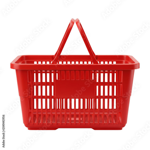 Fotografía Red Plastic Supermarket Grocery Shopping Basket