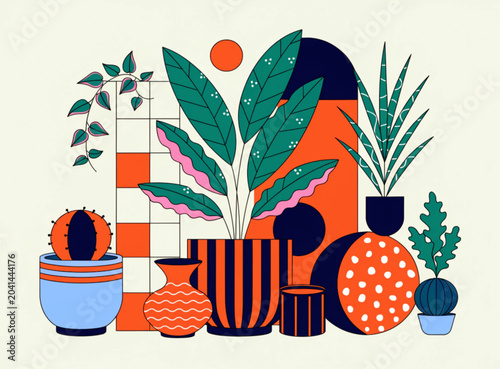 Modern Botanical Home Decor Plant Collection Vector