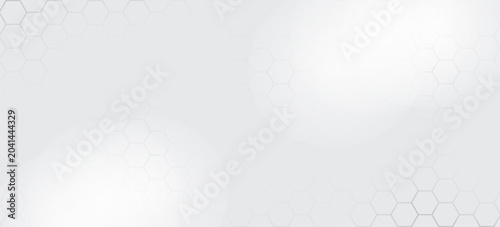 Abstract white and grey hexagonal pattern background design. Modern simple overlapping hexagon geometric element with molecular structures. Medical science technology concept