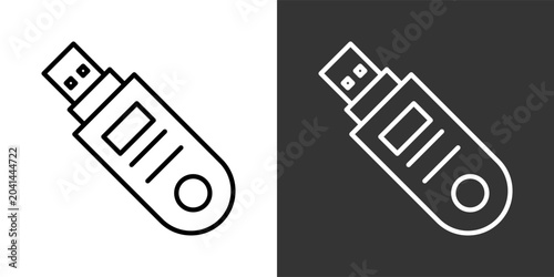 Foto Usb Drive Black And White Multiple Style Icon Set Collection Pack Vector Illustr