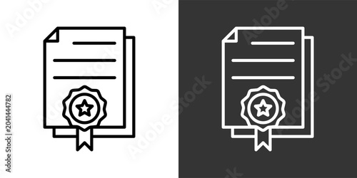 Fotografía Certificate Black And White Multiple Style Icon Set Collection Pack Vector Illus