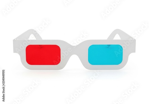 White 3d glasses with red and cyan lenses isolated on a white background