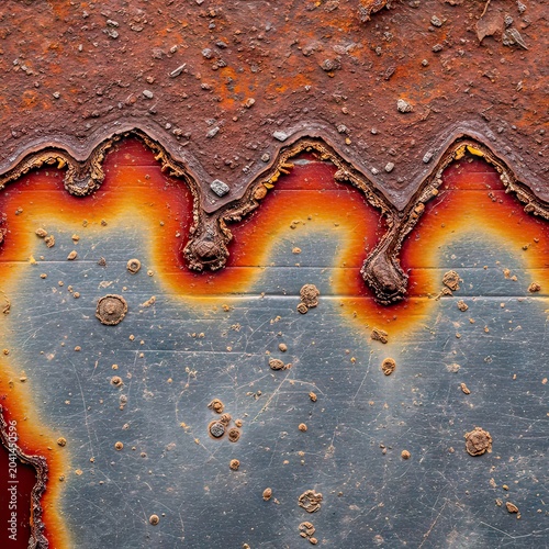 Dramatic Rust and Corrosion Spreading Over Metal Surface Macro Texture