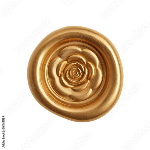 A gold rose-shaped object on transparent background