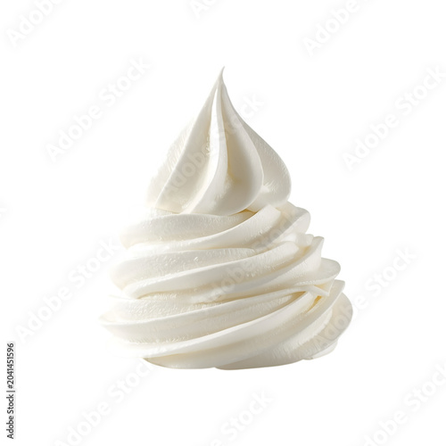 A dollop of whipped cream on transparent background