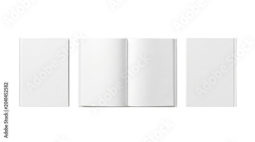 Photos Blank open book with front and back covers, isolated on transparent background