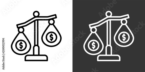 Photos Inequality Black And White Multiple Style Icon Set Collection Pack Vector Illust