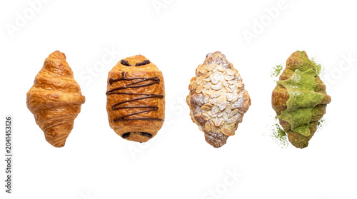 Bild auf Leinwand Assortment of four fresh pastries, isolated on transparent background