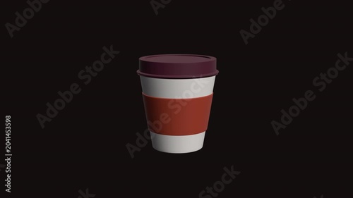 Coffee Cup 3D icon animation. Alpha matte with transparent background with 4K Resolution.
