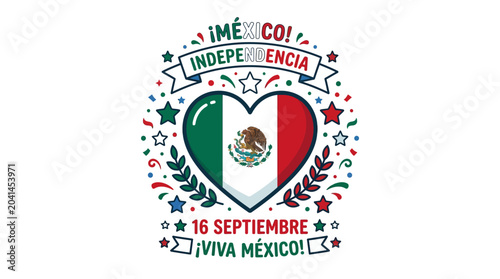 Heart-shaped design celebrating Mexican Independence Day