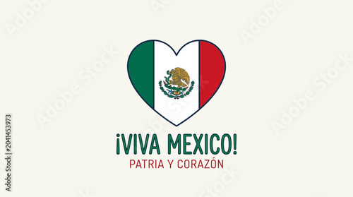 Heart-shaped design featuring Mexico's flag and motto
