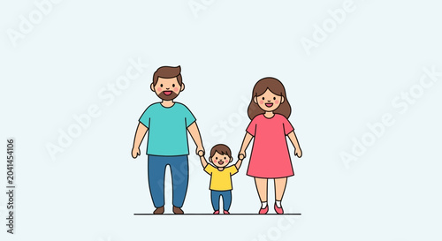 Happy family holding hands in a cheerful setting