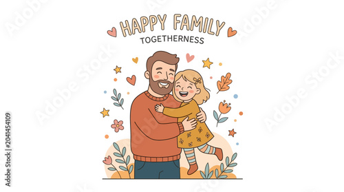 Happy family embracing in a joyful autumn setting