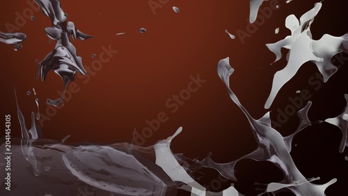 Milk and Chocolate Mixing Splash Thrown In Slow Motion 3D Animation Ultra HD 4K