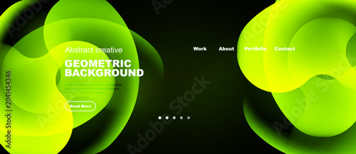 Bild auf Leinwand Abstract green shapes dominate dark background