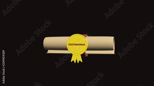 Testimonial 3D icon animation. Alpha matte with transparent background with 4K Resolution.