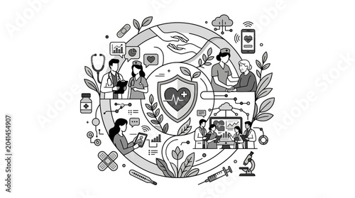 Healthcare professionals collaborating in a wellness scene