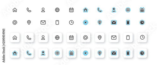 Contact Information and Communication Line Icons Collection