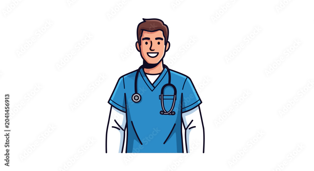 Fototapeta premium Medical professional illustration in flat style with stethoscope vector design
