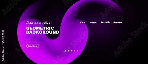 Foto Modern website design features vibrant purple abstract shapes, text elements, navigation menu