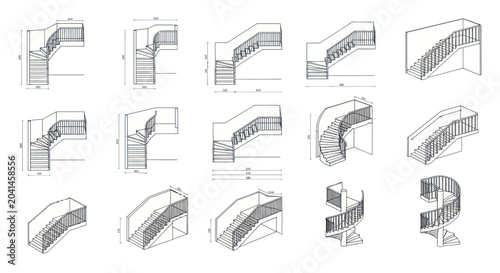 Foto Detailed architectural staircases and railings.