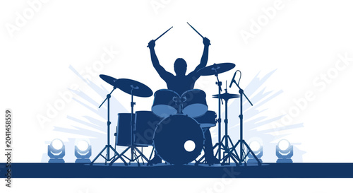 Canvastavla Drummer playing drums on stage excitedly.