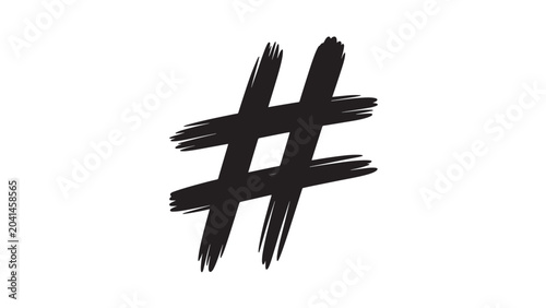Brush Stroke Hashtag Symbol Icon Hand Painted Social Media Vector