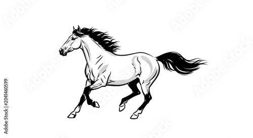 Photos Running White Horse in Motion.