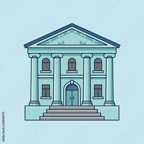 A flat vector illustration of a classic stone government building