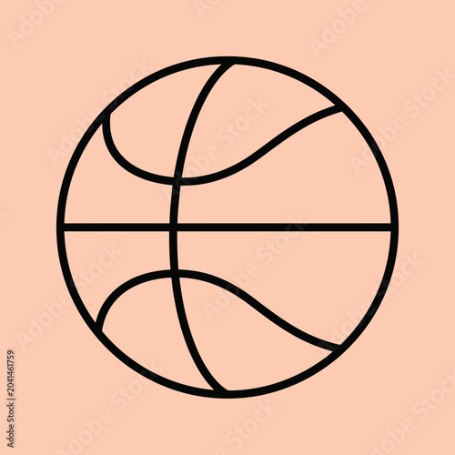 A simple black line drawing of a round sports ball icon