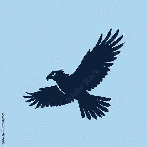 A dark silhouette of a large bird flying in the sky