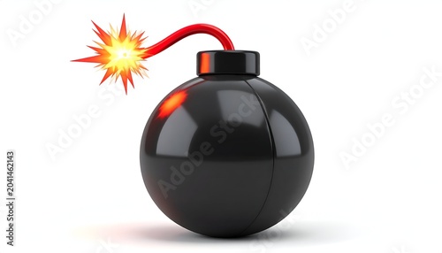 Cartoon bomb with a lit fuse ready to explode illustration.