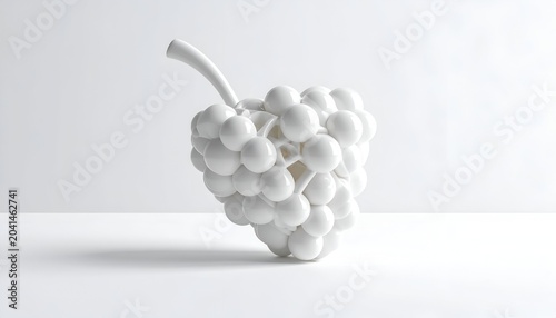 Monochrome Still Life - A White Raspberry Sculpture on White Surface.
