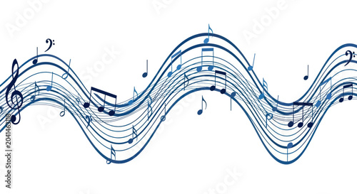 Fotografía Music notes on a staff line.