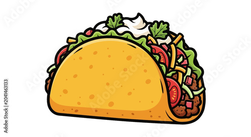 Photos Taco with meat and vegetables inside.