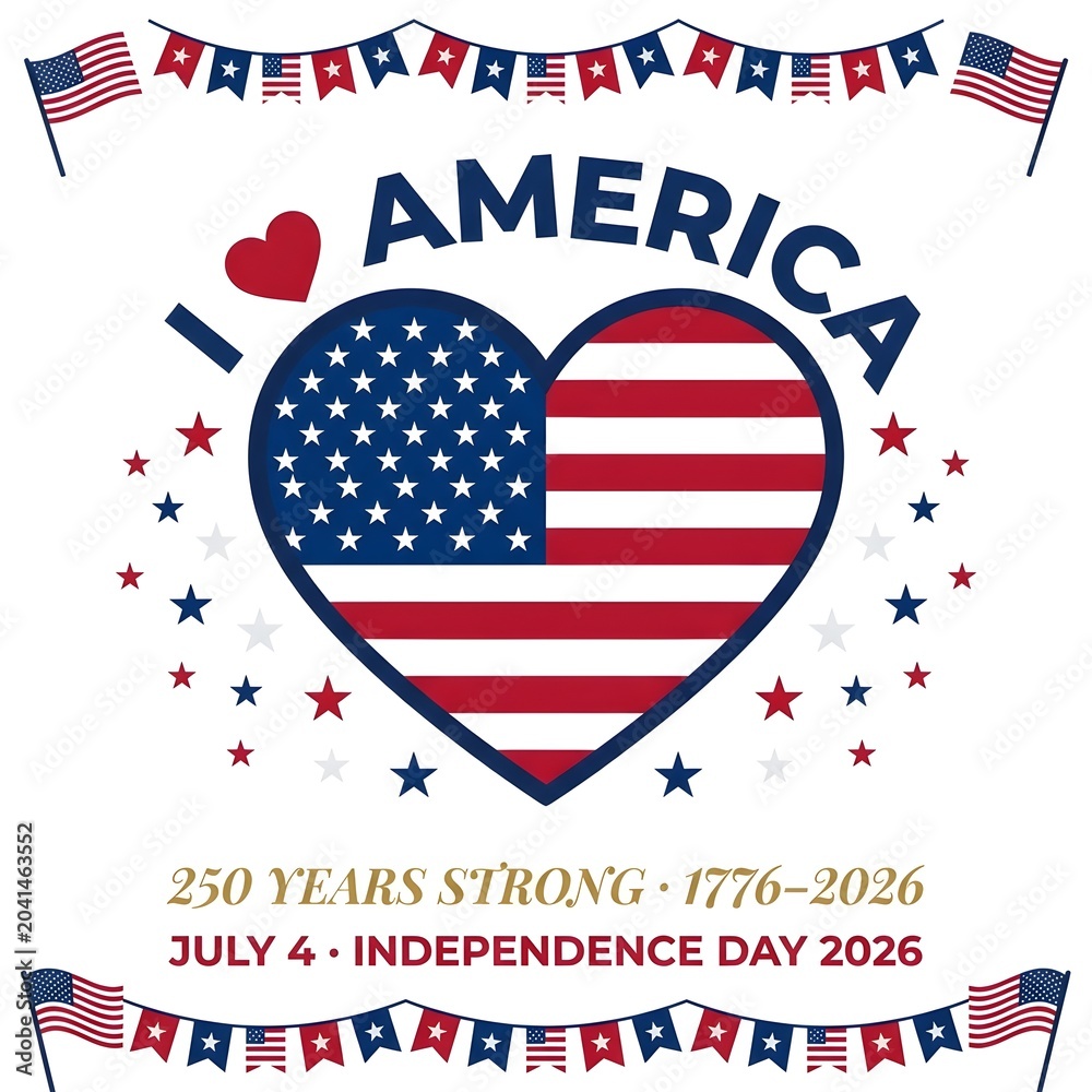 Obraz premium American heart with usa flag and independence day celebration