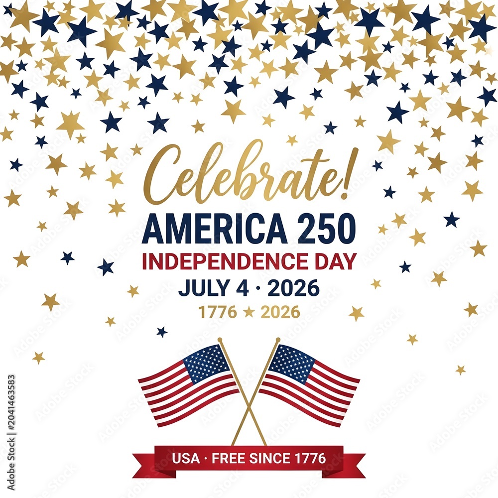 Obraz premium Usa independence day celebration with american flags and confetti