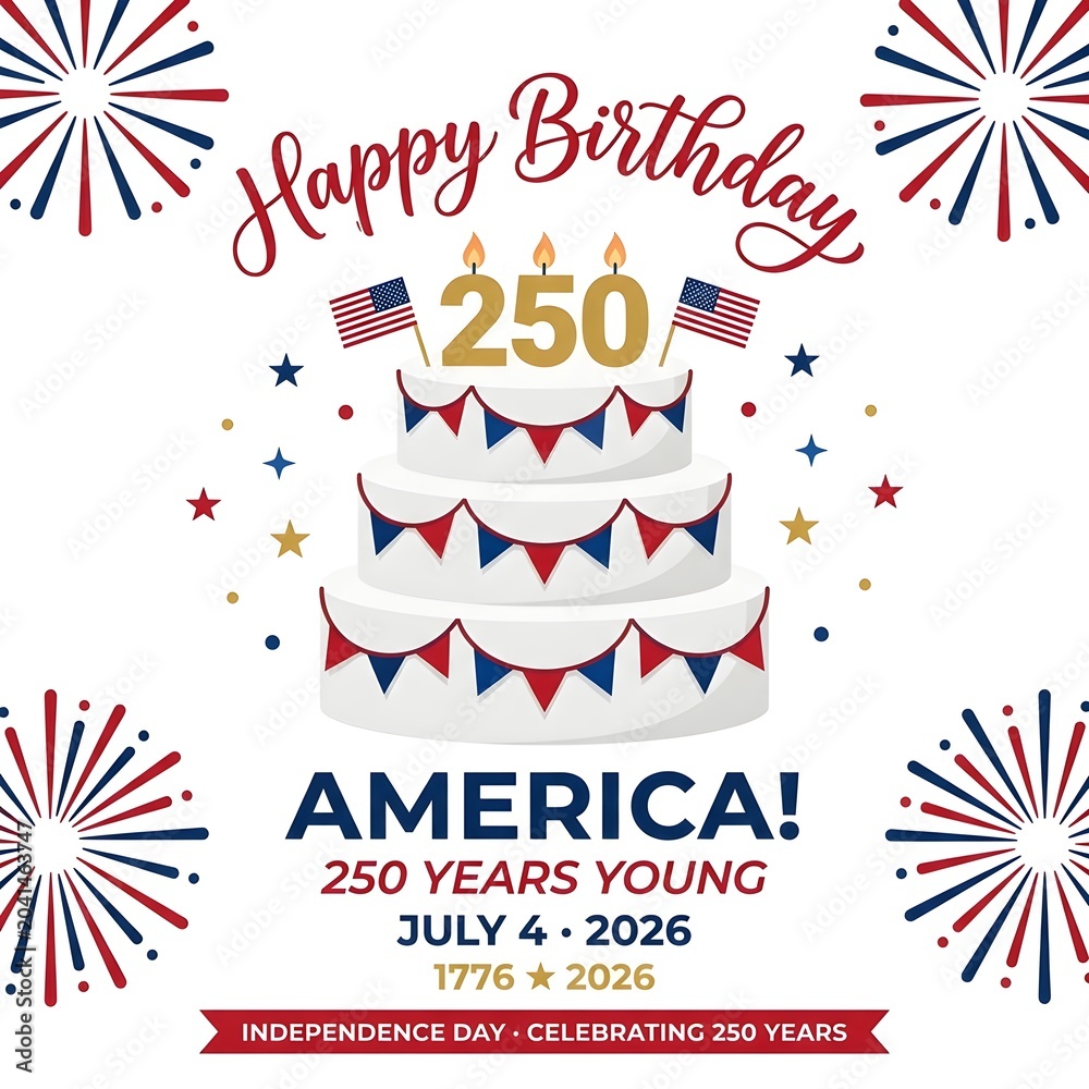 Obraz premium American independence day 250 years celebration poster