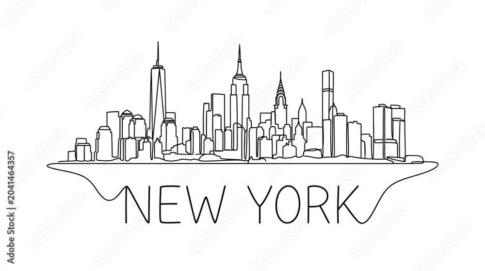Fototapeta premium Minimalist New York City Skyline Illustration