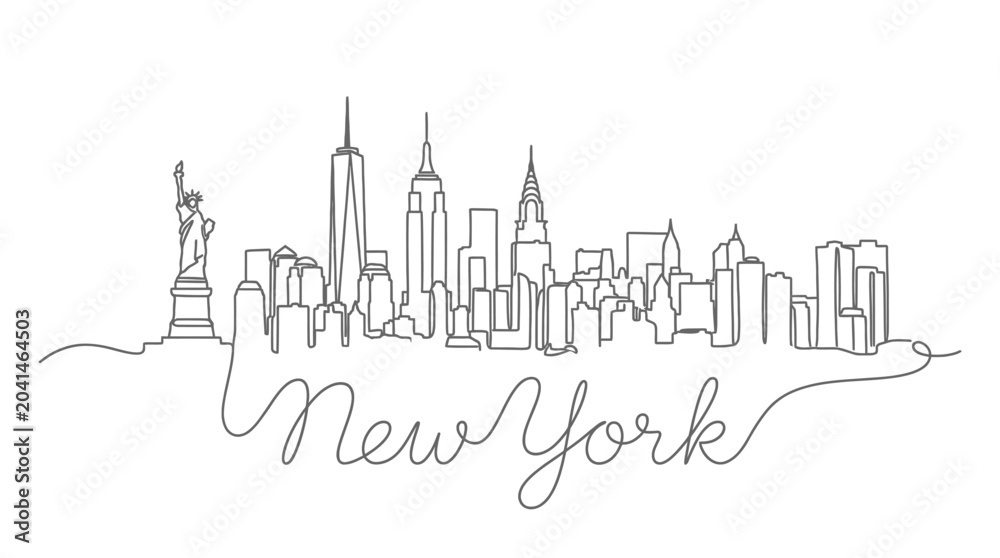Fototapeta premium Minimalist New York City Skyline Line Art