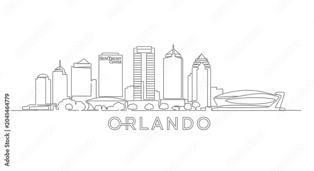 Fototapeta premium Orlando Skyline Illustration: Line Art Cityscape
