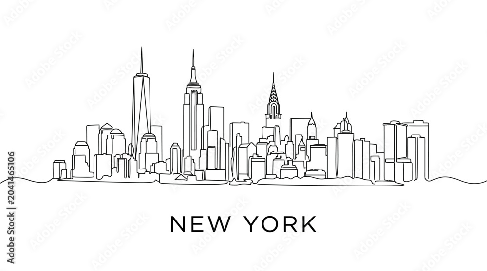 Obraz premium New York City Skyline Line Art Illustration