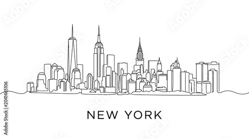New York City Skyline Line Art Illustration