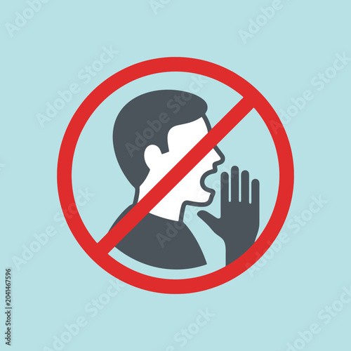 Εκτύπωση καμβά A red circular sign prohibiting loud shouting in public areas