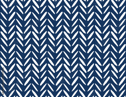 Hand Drawn Abstract Organic Seamless Pattern on Navy Blue Background. Vector.