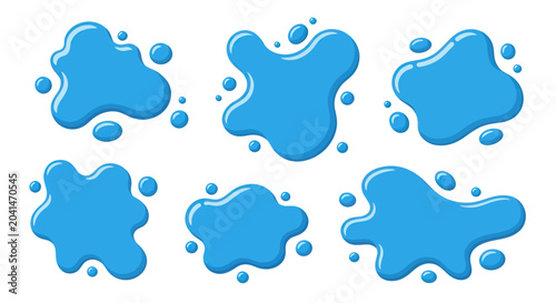 Photos Blue Liquid Splashes and Drops Falling.