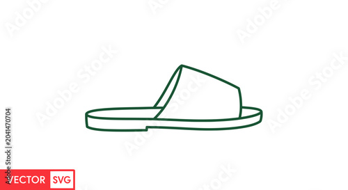 Canvastavla Green line art flip flop sandal.
